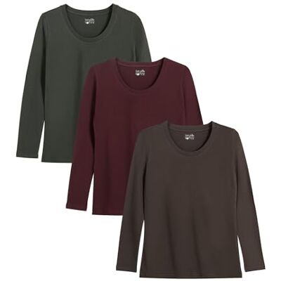 berydale Damen Bd159 Langarmshirt, Graubraun, Dunkelgrün, Burgunder, M EU berydale Damen Bd159 Langarmshirt, Graubraun, Dunkelgrün, Burgunder, M EU