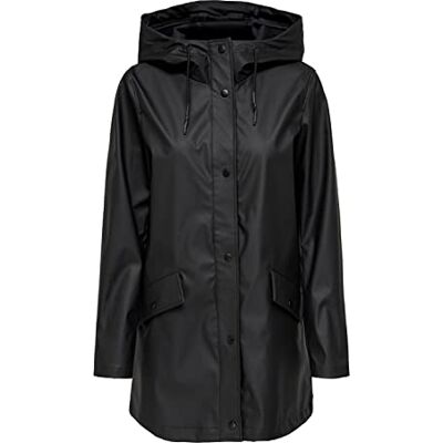 ONLY Damen Regenjacke ONLElisa Regen-Mantel mit Kapuze 15261734 Black M ONLY Damen Regenjacke ONLElisa Regen-Mantel mit Kapuze 15261734 Black M