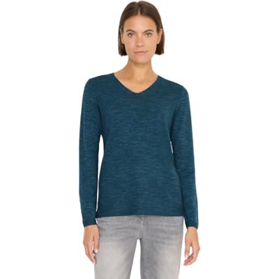 Cecil V-Neck Pullover Teal Blue Heather Melange M Cecil V-Neck Pullover Teal Blue Heather Melange M