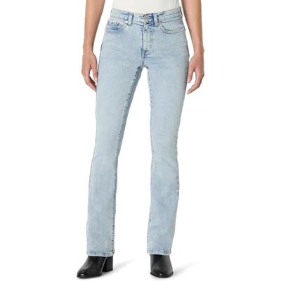 Amazon Essentials Damen High Stretch Slim Fit Mid-Rise Bootcut Jeans Tinted Ice Light Wash, 38 Amazon Essentials Damen High Stretch Slim Fit Mid-Rise Bootcut Jeans Tinted Ice Light Wash, 38