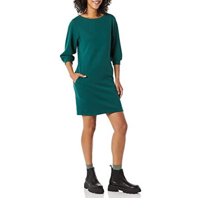 Amazon Essentials Damen-Sweatshirtkleid aus Fleece, Blousonärmel, Rundhalsausschnitt (erhältlich in Übergröße), Dunkelgrün meliert, Größe M Amazon Essentials Damen-Sweatshirtkleid aus Fleece, Blousonärmel, Rundhalsausschnitt (erhältlich in Übergröße), Dunkelgrün meliert, Größe M