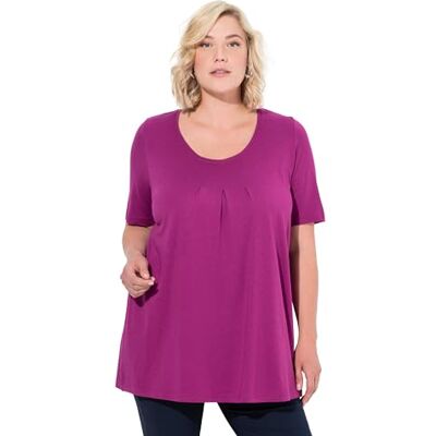 Ulla Popken Damen große Größen Übergrößen Plus Size T-Shirt, Zierfalten, A-Linie, Rundhals, Halbarm, Modal Beere 50+ 796473827-50+ Ulla Popken Damen große Größen Übergrößen Plus Size T-Shirt, Zierfalten, A-Linie, Rundhals, Halbarm, Modal Beere 50+ 796473827-50+
