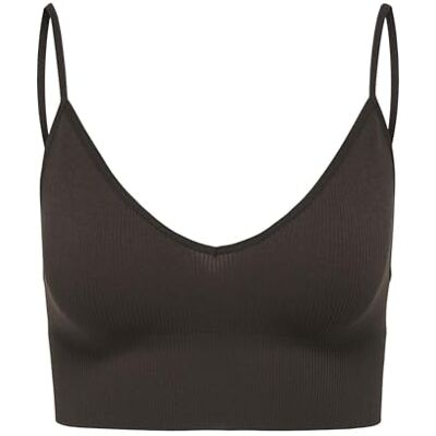 ONLY Damen Onlvicky Rib Seamless Vneck Top Noos Acc Basic-Westenoberteil Mit Dünnen Trägern Und Elastischem Bund, Seal Brown, S/M ONLY Damen Onlvicky Rib Seamless Vneck Top Noos Acc Basic-Westenoberteil Mit Dünnen Trägern Und Elastischem Bund, Seal Brown, S/M