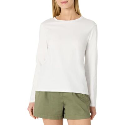 Amazon Essentials Damen Langärmliges Regular-Fit-T-Shirt Aus 100% Baumwolle, Weiß, XXS Amazon Essentials Damen Langärmliges Regular-Fit-T-Shirt Aus 100% Baumwolle, Weiß, XXS