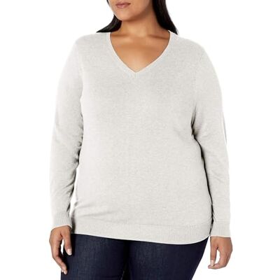 Amazon Essentials Damen Leichter Langarm-Pullover Mit V-Ausschnitt, Elfenbein, XXL Große Größen Amazon Essentials Damen Leichter Langarm-Pullover Mit V-Ausschnitt, Elfenbein, XXL Große Größen
