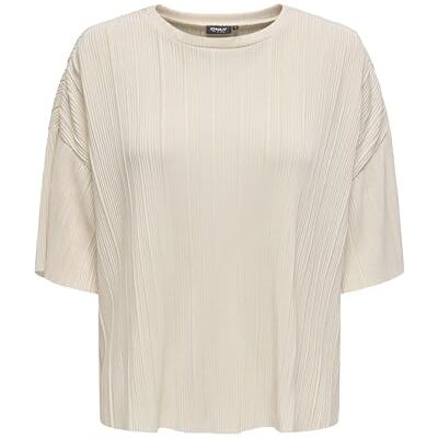 ONLY Damen Onlravenna S/S Plisse Top Noos JRS Feminines Oberteil Mit O-Ausschnitt Und Kurzen Ärmeln, Regular Fit, Bone White, XXL ONLY Damen Onlravenna S/S Plisse Top Noos JRS Feminines Oberteil Mit O-Ausschnitt Und Kurzen Ärmeln, Regular Fit, Bone White, XXL