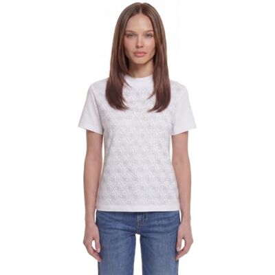 Guess Mock Neck Damen T-Shirt Stehkragen mit All-Over Logo Guess Mock Neck Damen T-Shirt Stehkragen mit All-Over Logo