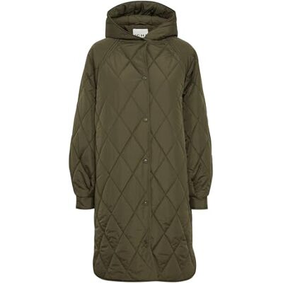 ICHI IHHansa Damen Steppmantel Wintermantel Winterjacke mit Druckknöpfen Kapuze Loose fit, Größe:M, Farbe:Forest Night (190414) ICHI IHHansa Damen Steppmantel Wintermantel Winterjacke mit Druckknöpfen Kapuze Loose fit, Größe:M, Farbe:Forest Night (190414)