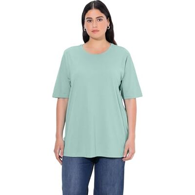 Ulla Popken Damen große Größen Übergrößen Plus Size T-Shirt, Rundhalsausschnitt, Relaxed, Halbarm helles moosgrün 46+ 486910182-46+ Ulla Popken Damen große Größen Übergrößen Plus Size T-Shirt, Rundhalsausschnitt, Relaxed, Halbarm helles moosgrün 46+ 486910182-46+