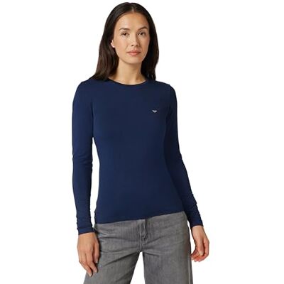 Giorgio Armani Damen Essential Studs Langarm Rundhals T-Shirt Blau S Regular Fit, blau, S Giorgio Armani Damen Essential Studs Langarm Rundhals T-Shirt Blau S Regular Fit, blau, S