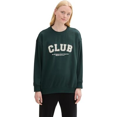 TOM TAILOR Denim Damen College Sweatshirt mit Print,21525 Huntsman Green, L TOM TAILOR Denim Damen College Sweatshirt mit Print,21525 Huntsman Green, L