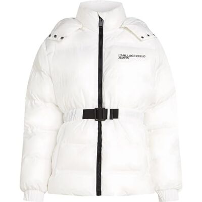 KARL LAGERFELD JEANS belted puffer, White, M KARL LAGERFELD JEANS belted puffer, White, M