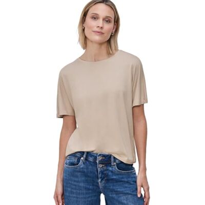 Street One Basic T-Shirt mit Dropped Shoulders Cotton beige 42 Street One Basic T-Shirt mit Dropped Shoulders Cotton beige 42