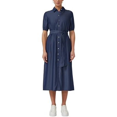 s.Oliver Midi-Hemdblusenkleid aus Lyocell mit Bindegürtel s.Oliver Midi-Hemdblusenkleid aus Lyocell mit Bindegürtel