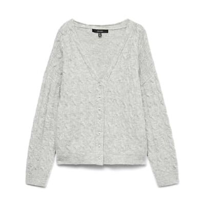 VERO MODA Damen Vmmarlin Ls V-Neck Cardigan, Light Grey Melange, L VERO MODA Damen Vmmarlin Ls V-Neck Cardigan, Light Grey Melange, L
