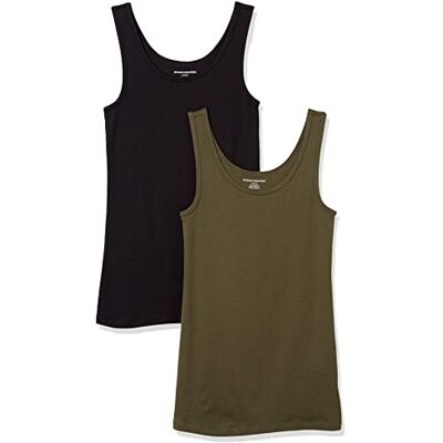 Amazon Essentials Damen Tanktop, Schmale Passform, 2er-Pack, Olivgrün/Schwarz, M Amazon Essentials Damen Tanktop, Schmale Passform, 2er-Pack, Olivgrün/Schwarz, M