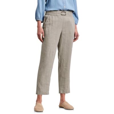 Street One Slim Leg Hose aus Leinen mit Schnalle Timeless beige 40 Street One Slim Leg Hose aus Leinen mit Schnalle Timeless beige 40