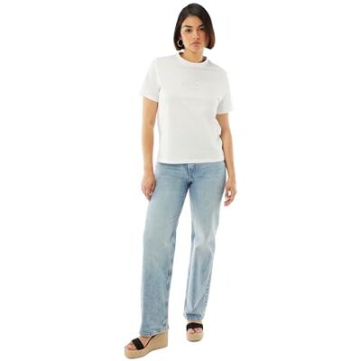 Calvin Damen T-Shirt Kurzarm Classic Tee Rundhalsausschnitt, Weiß (Brilliant White), L Calvin Damen T-Shirt Kurzarm Classic Tee Rundhalsausschnitt, Weiß (Brilliant White), L