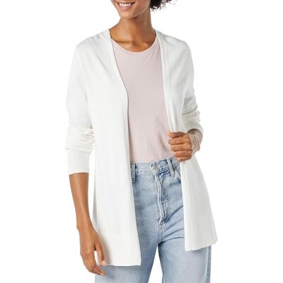 Amazon Essentials Damen Leichter Cardigan mit offener Vorderseite (Erhältlich in Übergröße), Elfenbein, L Amazon Essentials Damen Leichter Cardigan mit offener Vorderseite (Erhältlich in Übergröße), Elfenbein, L
