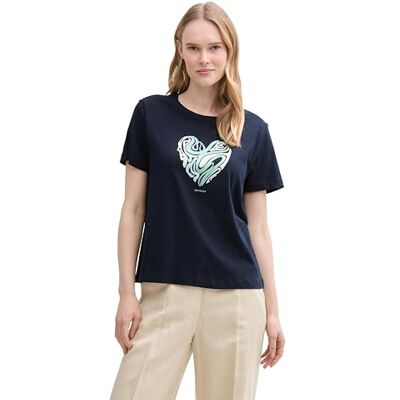 TOM TAILOR Basic T-Shirt aus Bio-Baumwolle, Multicolor White dot Structure, XXXL TOM TAILOR Basic T-Shirt aus Bio-Baumwolle, Multicolor White dot Structure, XXXL