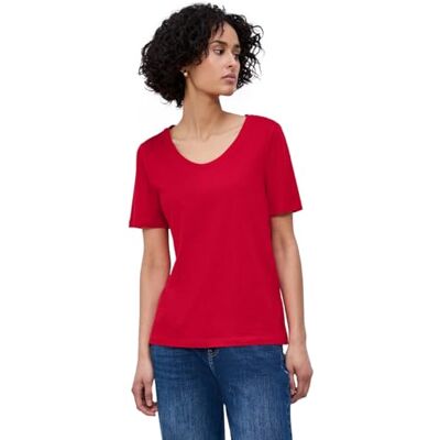 Street One Basic T-Shirt mit gerundetem V-Neck Salsa red 40 Street One Basic T-Shirt mit gerundetem V-Neck Salsa red 40