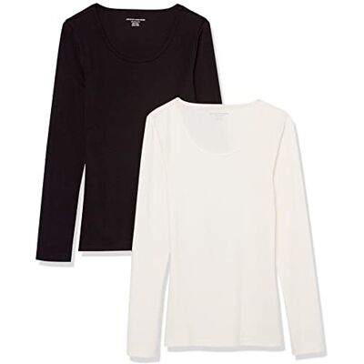 Amazon Essentials Damen Gerippter Pullover mit geripptem U-Ausschnitt mit schmaler Passform (erhältlich in Übergröße), 2er-Pack, Eierschalenweiß/Schwarz, XS Amazon Essentials Damen Gerippter Pullover mit geripptem U-Ausschnitt mit schmaler Passform (erhältlich in Übergröße), 2er-Pack, Eierschalenweiß/Schwarz, XS
