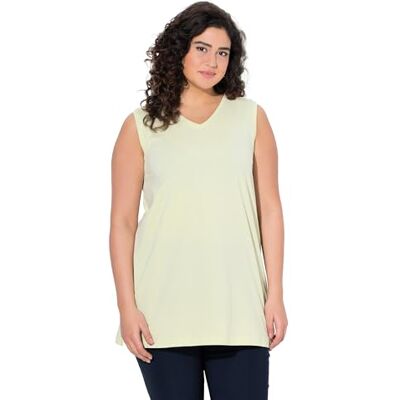 Ulla Popken Damen große Größen Übergrößen Plus Size Top, V-Ausschnitt, Relaxed, ärmellos, Baumwolle Pistazie 46+ 531122407-46+ Ulla Popken Damen große Größen Übergrößen Plus Size Top, V-Ausschnitt, Relaxed, ärmellos, Baumwolle Pistazie 46+ 531122407-46+