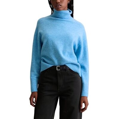 Marc O' Polo Marc OߴPolo Denim Damen Pullover mit Rollkragen Regular Fit, Blau (Medium Blue Melange 02), L Marc O' Polo Marc OߴPolo Denim Damen Pullover mit Rollkragen Regular Fit, Blau (Medium Blue Melange 02), L