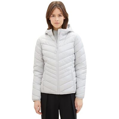 TOM TAILOR Denim Damen Lightweight Steppjacke mit Kapuze 11074 Silver Grey M TOM TAILOR Denim Damen Lightweight Steppjacke mit Kapuze 11074 Silver Grey M