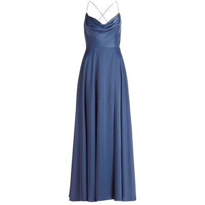 Vera Mont Damen Abendkleid mit Wasserfallausschnitt Blue Stone,34 Vera Mont Damen Abendkleid mit Wasserfallausschnitt Blue Stone,34