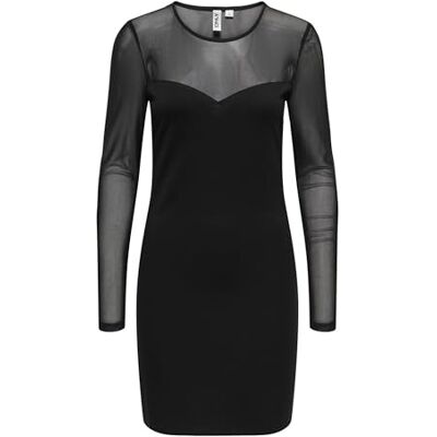 ONLY Damen Onlheart-Becki L/S Mix Bodycondress WVN, Black, XL ONLY Damen Onlheart-Becki L/S Mix Bodycondress WVN, Black, XL