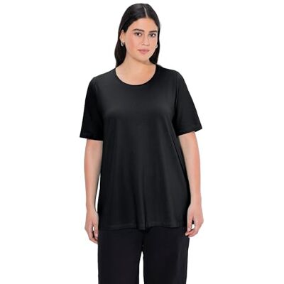 Ulla Popken Damen große Größen Übergrößen Plus Size T-Shirt, A-Linie, Rundhalsausschnitt, Halbarm schwarz 50+ 807264130-50+ Ulla Popken Damen große Größen Übergrößen Plus Size T-Shirt, A-Linie, Rundhalsausschnitt, Halbarm schwarz 50+ 807264130-50+