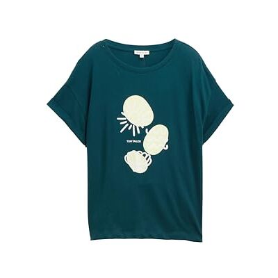 TOM TAILOR Damen 1047069 T-Shirt, 27528 Dark Teal Green, XS EU TOM TAILOR Damen 1047069 T-Shirt, 27528 Dark Teal Green, XS EU