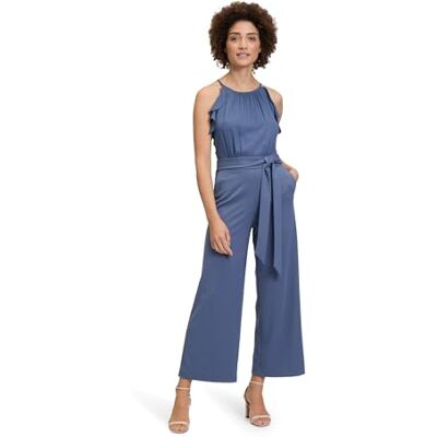 Vera Mont Damen Jumpsuit mit Volant Blue Stone,42 Vera Mont Damen Jumpsuit mit Volant Blue Stone,42
