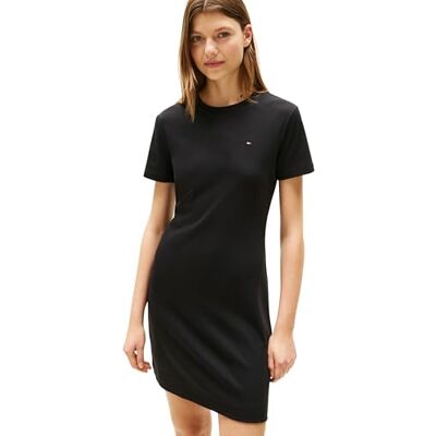 Tommy Hilfiger Damen Kleid New Cody Slim Short Dress aus Baumwolle, Schwarz (Black), XS Tommy Hilfiger Damen Kleid New Cody Slim Short Dress aus Baumwolle, Schwarz (Black), XS