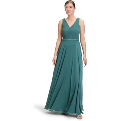Vera Mont Damen Abendkleid mit Plissee Dark Emerald,40 Vera Mont Damen Abendkleid mit Plissee Dark Emerald,40