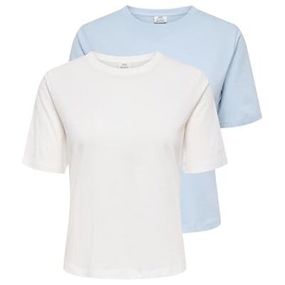 JDY Damen rex S/S Top 2-Pack JRS Dia, Cashmere Blue, S (2er Pack) JDY Damen rex S/S Top 2-Pack JRS Dia, Cashmere Blue, S (2er Pack)
