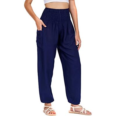 Lofbaz Damen Haremshose Yogahose Pumphose Hippie Hose Boho Kleidung Festival Outfit Sommerhose Leicht Sommer Hosen Solid 1 Dunkelblau XXL Große Größen Lofbaz Damen Haremshose Yogahose Pumphose Hippie Hose Boho Kleidung Festival Outfit Sommerhose Leicht Sommer Hosen Solid 1 Dunkelblau XXL Große Größen