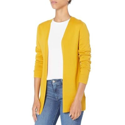 Amazon Essentials Damen Leichter Cardigan mit offener Vorderseite (Erhältlich in Übergröße), Gold, X-Large Amazon Essentials Damen Leichter Cardigan mit offener Vorderseite (Erhältlich in Übergröße), Gold, X-Large