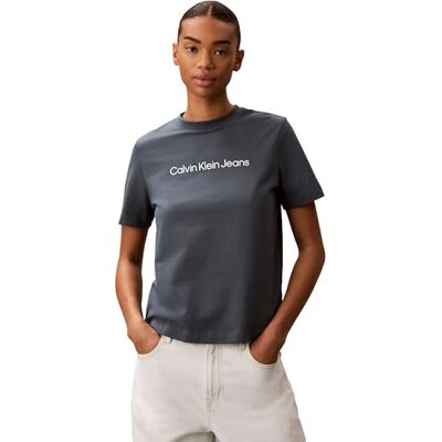 Calvin Damen T-Shirt Kurzarm Logo Classic Regular Fit, Grau (Dark Slate), L Calvin Damen T-Shirt Kurzarm Logo Classic Regular Fit, Grau (Dark Slate), L