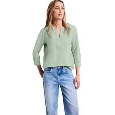 Street One Bluse mit Split Neck aus Leinenmix Soft Jade Green 46 Street One Bluse mit Split Neck aus Leinenmix Soft Jade Green 46