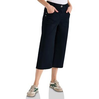 Cecil High Waist Flared Leg Hose im Loose Fit universal Blue 27 Cecil High Waist Flared Leg Hose im Loose Fit universal Blue 27