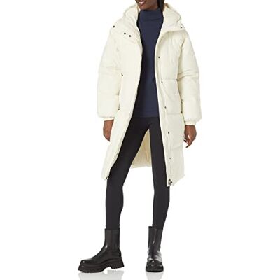 Amazon Essentials Damen Oversized Lange Puffer Jacke (Erhältlich in Übergröße), Eierschalenweiß, Large Amazon Essentials Damen Oversized Lange Puffer Jacke (Erhältlich in Übergröße), Eierschalenweiß, Large