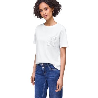 Street One T-Shirt mit Crochet-Tasche Off White 42 Street One T-Shirt mit Crochet-Tasche Off White 42