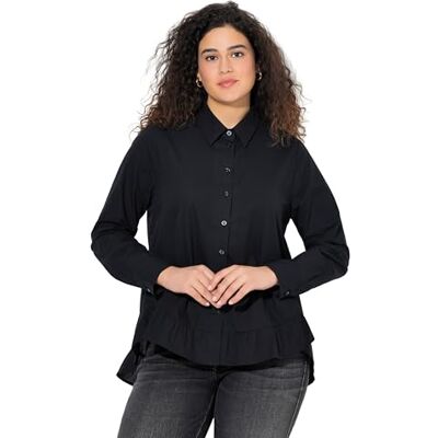 Ulla Popken Damen große Größen Übergrößen Plus Size Bluse,Volantsaum, A-line Ulla Popken Damen große Größen Übergrößen Plus Size Bluse,Volantsaum, A-line
