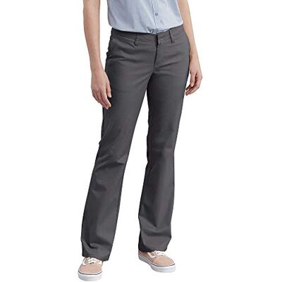 Dickies Damen Hose aus Stretch-Twill mit Flacher Vorderseite, Schmale Passform, Bootcut Khakis, anthrazit, 44 Regulär Dickies Damen Hose aus Stretch-Twill mit Flacher Vorderseite, Schmale Passform, Bootcut Khakis, anthrazit, 44 Regulär