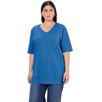 Ulla Popken Damen große Größen Übergrößen Plus Size T-Shirt, V-Ausschnitt, Relaxed, Halbarm Kornblume 54+ 515283732-54+ Ulla Popken Damen große Größen Übergrößen Plus Size T-Shirt, V-Ausschnitt, Relaxed, Halbarm Kornblume 54+ 515283732-54+