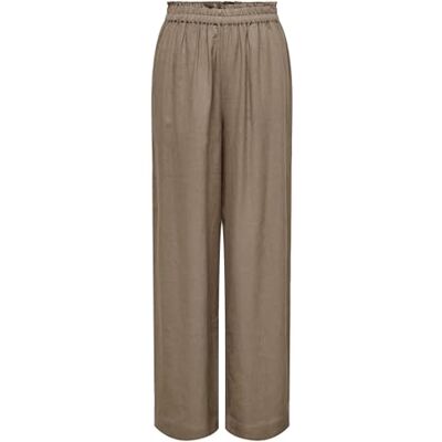 ONLY Damen Onltokyo Life Hw Linen Blend PNT Noos Straight Fit Hose Mit Hohem Bund Und Seitentaschen, Brindle, L / 32L ONLY Damen Onltokyo Life Hw Linen Blend PNT Noos Straight Fit Hose Mit Hohem Bund Und Seitentaschen, Brindle, L / 32L