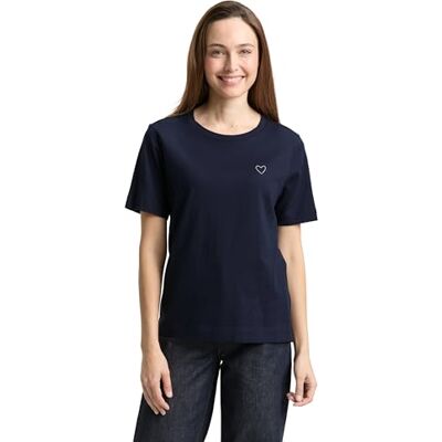 TOM TAILOR Basic T-Shirt mit Herz-Print TOM TAILOR Basic T-Shirt mit Herz-Print