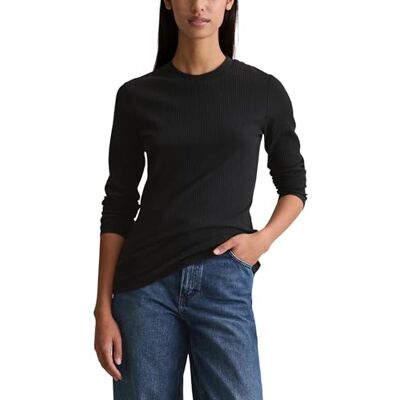 Marc O' Polo Marc OߴPolo Denim Damen Langarmshirt mit Stretch-Anteil gerippt, Schwarz (Black), L Marc O' Polo Marc OߴPolo Denim Damen Langarmshirt mit Stretch-Anteil gerippt, Schwarz (Black), L